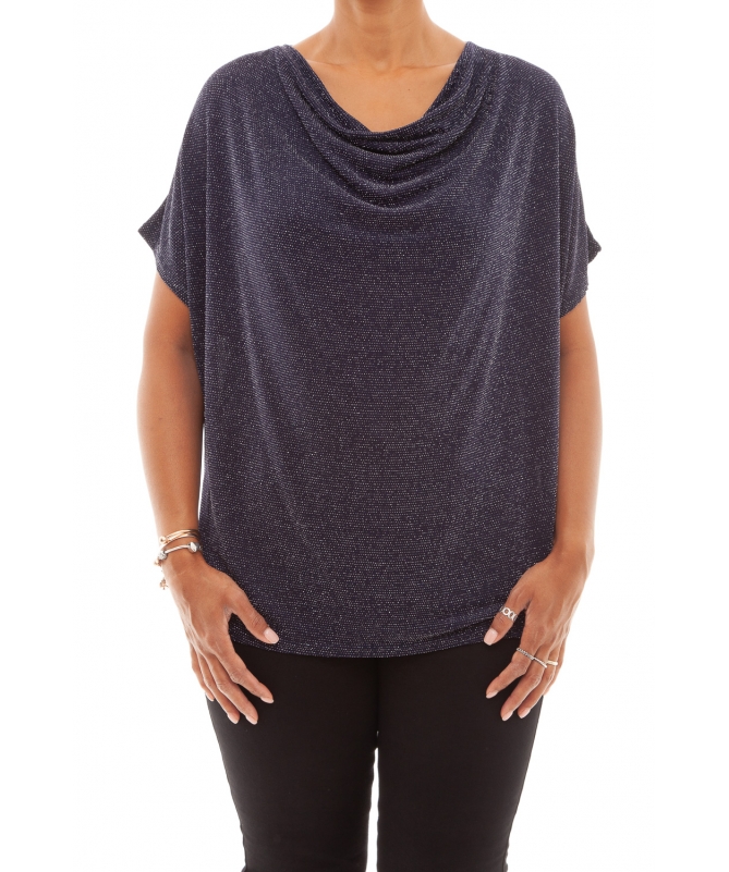 Pin Lurex Cowl Neck Top at Flick Fashions | Women's Tops Online